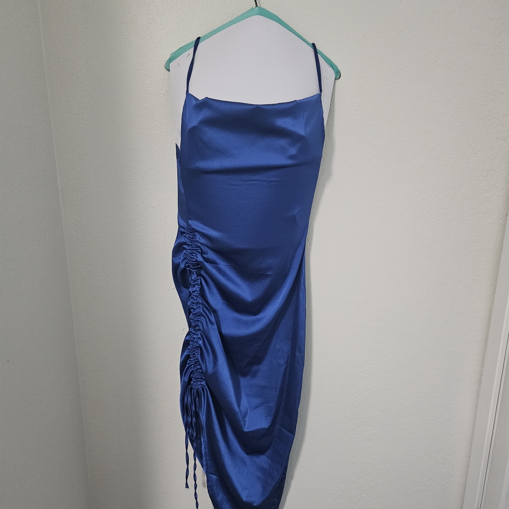 Elegant Blue Satin Dress